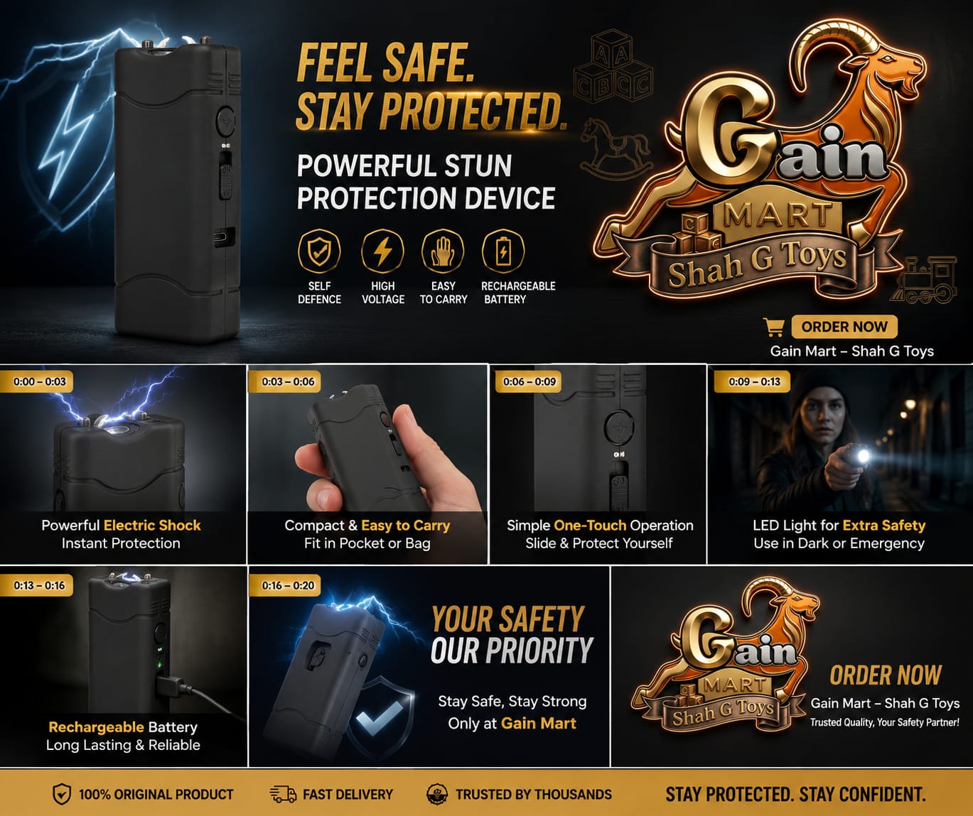 Sabre highly voltage teaser with flashlight